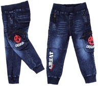 SPODNIE joggery 8251 HUGO 7/8Y miękki JEANS czerwo