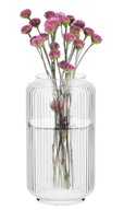 Sklenená ryhovaná váza na kvety s prúžkami 20cm Selena