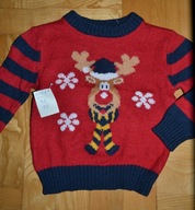 108^ m&s Świąteczny sweter Renifer 12/18 msc_86 cm
