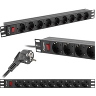 LISTWA ZASILAJĄCA RACK PDU 19'' 1U 16A 9xSCHUKO 3M