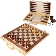 OUTLET ZESTAW GIER W SKRZYNI SZACHY BACKGAMMON