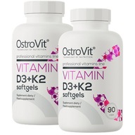 OstroVit Vitamín D3+K2 90 kaps 2000 IU - Vitamín Slnka Zdravie Imunita