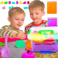 PIASEK KINETYCZNY ZESTAW KINETIC SAND KOSMICZNY PIASEK+BASEN+FOREMKI 5KG