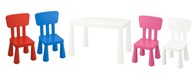 IKEA MAMMUT Konferenčný stolík biely + 3 detské stoličky