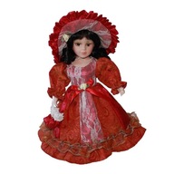 30 cm viktoriánska porcelánová bábika s červenou farbou