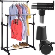 AKASZTÓS DUPLA GURULÓS RUHAÁLLVÁNY GARDRÓBSZEKRÉNYHEZ XL FÉM