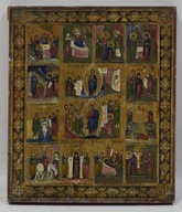 Stara ikona Sceny Religijne 31x26cm