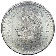 Meksyk, 5 pesos 1948, Aztek, st. 2/2+