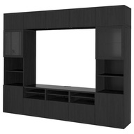 IKEA BESTA Kombinácia na TV čiernahnedá/Lappviken čiernohnedá 300x42x231cm