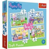 PUZZLE 4w1 ŚWINKA PEPPA WAKACJE 12/15/20/24 el.