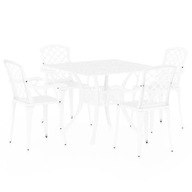 Zestaw mebli bistro aluminiowych, 4 krzesła, stół, biały, 61x60x93cm, 90x90