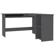 vidaXL Rohový písací stôl, sivý, 120x140x75 cm, drevotrieska