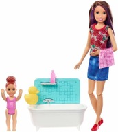 MATTEL Barbie Skipper Klub Opiekunek Kąpiel Zestaw z Wanną Pluskanie Wodą