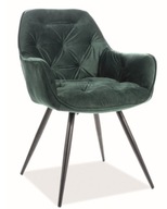 Čalúnená stolička CHERRY VELVET zelená/čierna SIG