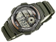 ZEGAREK MĘSKI CASIO AE-1000W 3AVDF WORLD TIME Cyfrowy Zielony pasek + BOX