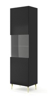 Vitrína Ravenna C 1D, 60 cm, lesklá čierna, noha, PLN