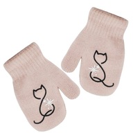 Różowe ciepłe rękawiczki dla dziewczynki ze sznurkiem jednopalczaste r. 12