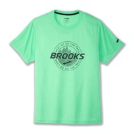 Tričko na behanie pánske Brooks Distance 3.0 hyper green/brooks trail M