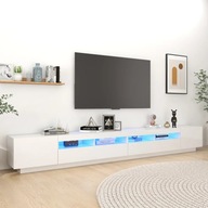 TV skrinka s LED osvetlením biela s leskom 300x35x40 cm