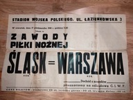 Plakat afisz mecz Warszawa - Śląsk 1946 rok