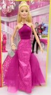 MATTEL LALKA BARBIE MODNY BAL PIĘKNA SUKNIA RYBKA Z TIULOWYM TRENEM