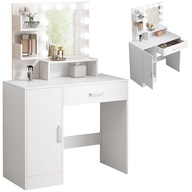 KOZMETIKAI SMINK FÉSÜLKÖDŐASZTAL LED TÜKÖRREL MODERN GLAMOUR FEHÉR