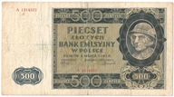 Banknot 500 złotych 1940, seria A 1314521 JAK W FAŁSZERSTWIE, stan 4, góral