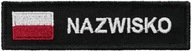Nazwisko na mundur czarne z Flagą Polski identyfikator IMIENNIK na rzep