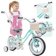 Rowerek dziecięcy Rower dla dziewczynki 12 cali Koszyk Pchacz Kółka boczne