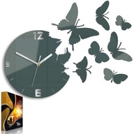 Nástenné hodiny Motýle sivé - EFEKT 7 Motýľov - DIY