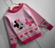 Sweterek 92 98 różowy pudrowy Myszka Minnie ciepły bluza sweter Mickey