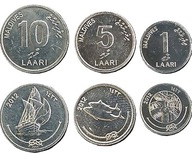 1,5,10 laari (2012) Malediwy - zestaw 3 sztuk