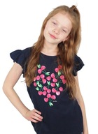 Bluzka T-shirt dla dziewczynki Bawełna falbanki 152 z wisienkami Endo