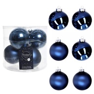 Veľké sklenené gule 8cm na vianočný stromček Tmavomodrá sada modrá x6