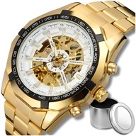 MECHANIKUS FÉRFI KARÓRA AUTOMATA ACÉL LUXUS BORTARTÓ + DOBOZ