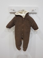 NEXT ciepły niemowlęcy kombinezon zimowy brązowy baranek 68 cm