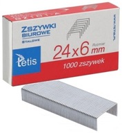 Tetis zszywki biurowe stalowe 24x6 mm 1000 zszywek