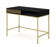 Písací stôl toaletný stolík RAVENNA F 112x78x50 zásuvka čierny dub artisan rám zlatý