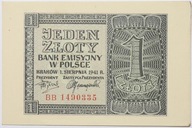 Banknot 1 Złotych 1941 rok - Seria BB