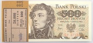 500 zł KOŚCIUSZKO 1982 seria GF banknot z paczki bankowej PRL