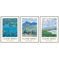 Zestaw 3 plakatów 29,7x21 A4 Claude Monet reprodukcja malowany sztuka BOHO