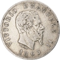 Moneta, Włochy, Vittorio Emanuele II, Lira, 1863,