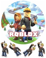 Opłatek na Tort ROBLOX POSTACIE OKRĄG Dekoracja Urodzinowa Wydruk cukrowy