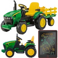 TRAKTOR NA AKUMULATOR Z PRZYCZEPĄ JOHN DEERE PEG PEREGO 12V RADIO + TABLET