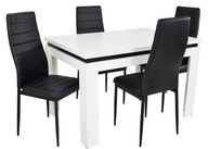 Stół kuchenny rozkładany i 4 krzesła EKOSKÓRA