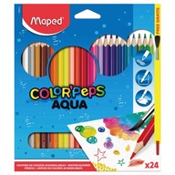Akvarelové trojuholníkové pastelky Maped Colorpeps AQUA 24 kol v puzdre + štetec