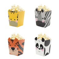 Krabičky na popcorn Zvieratká 4 ks