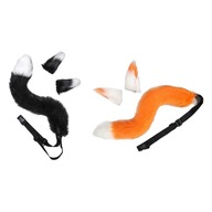 Kostýmový chvost Zvieracie uši a oranžovo-biela