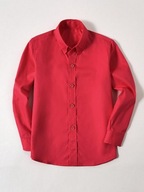 Jednokolorowa koszula chłopięca z pojedynczymi guzikami z przodu, czerwona