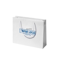 Torba papierowa premium biała ekologiczna z nadrukiem CW 35x10x28 -100 szt.